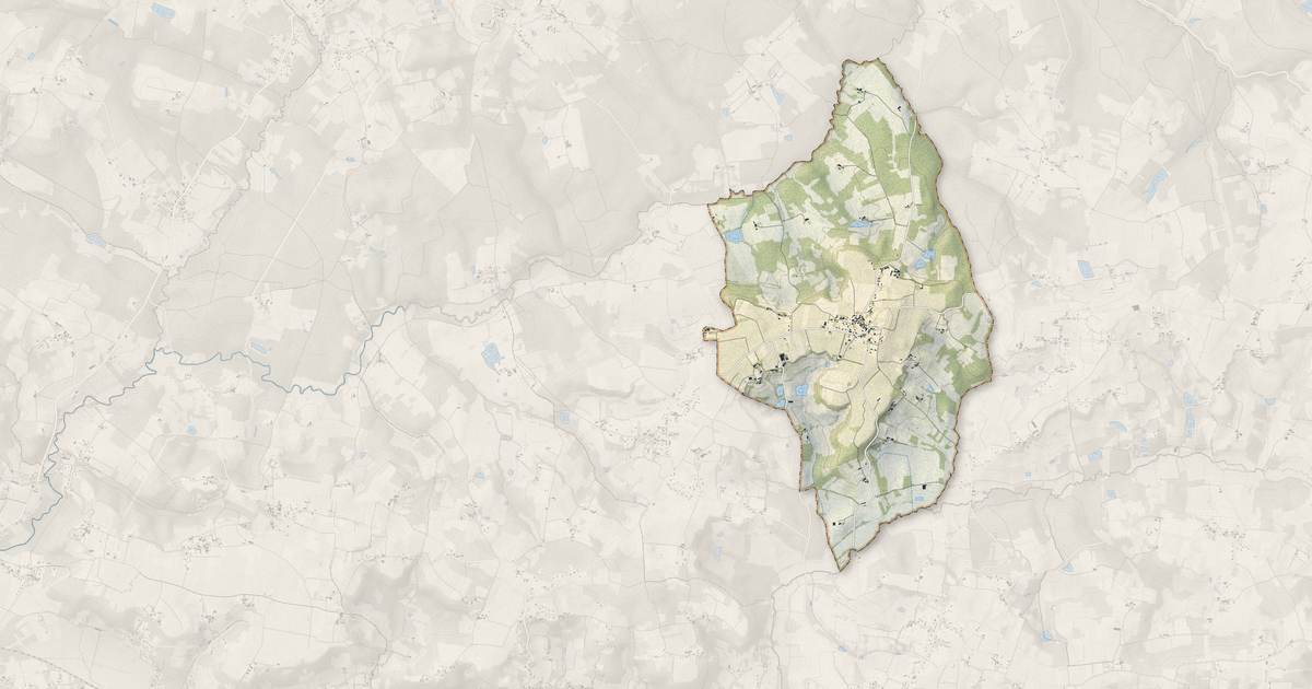 Portrait cartographique de Saint-Vivien : relief, eau, forêts, bâti et voies, calculés à partir des données de l'IGN
