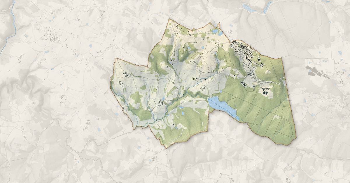 Portrait cartographique de Salagnac : relief, eau, forêts, bâti et voies, calculés à partir des données de l'IGN