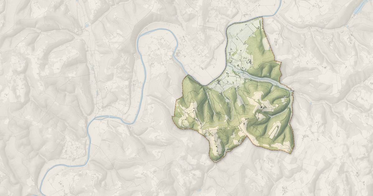 Portrait cartographique de Sergeac : relief, eau, forêts, bâti et voies, calculés à partir des données de l'IGN