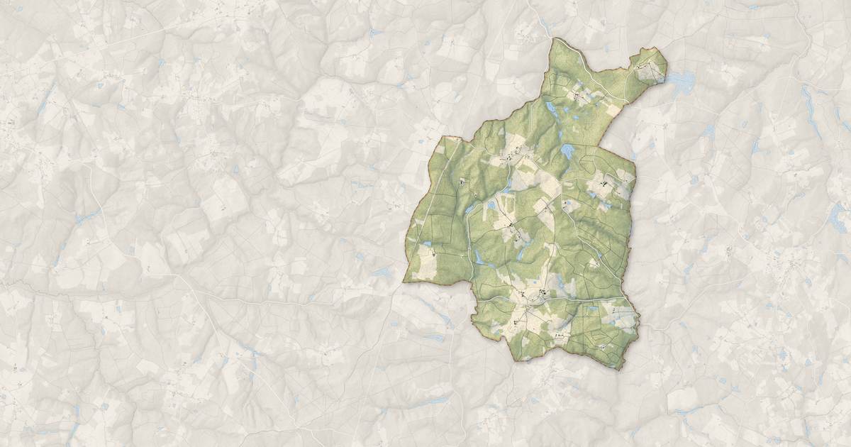Portrait cartographique de Servanches : relief, eau, forêts, bâti et voies, calculés à partir des données de l'IGN