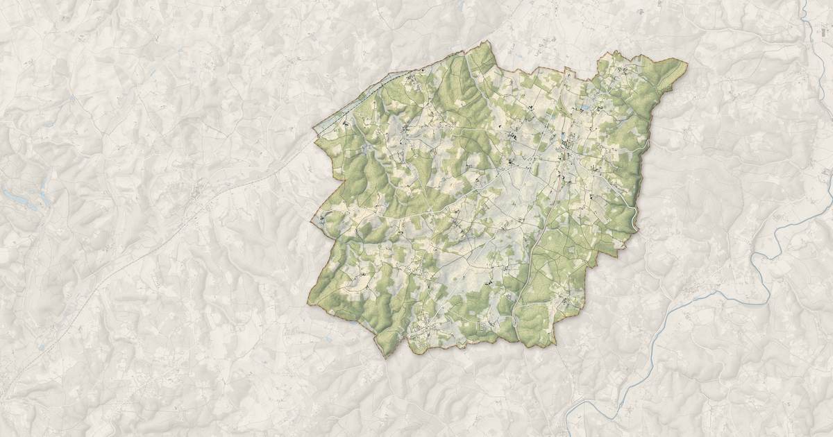 Portrait cartographique de Sorges et Ligueux en Périgord : relief, eau, forêts, bâti et voies, calculés à partir des données de l'IGN