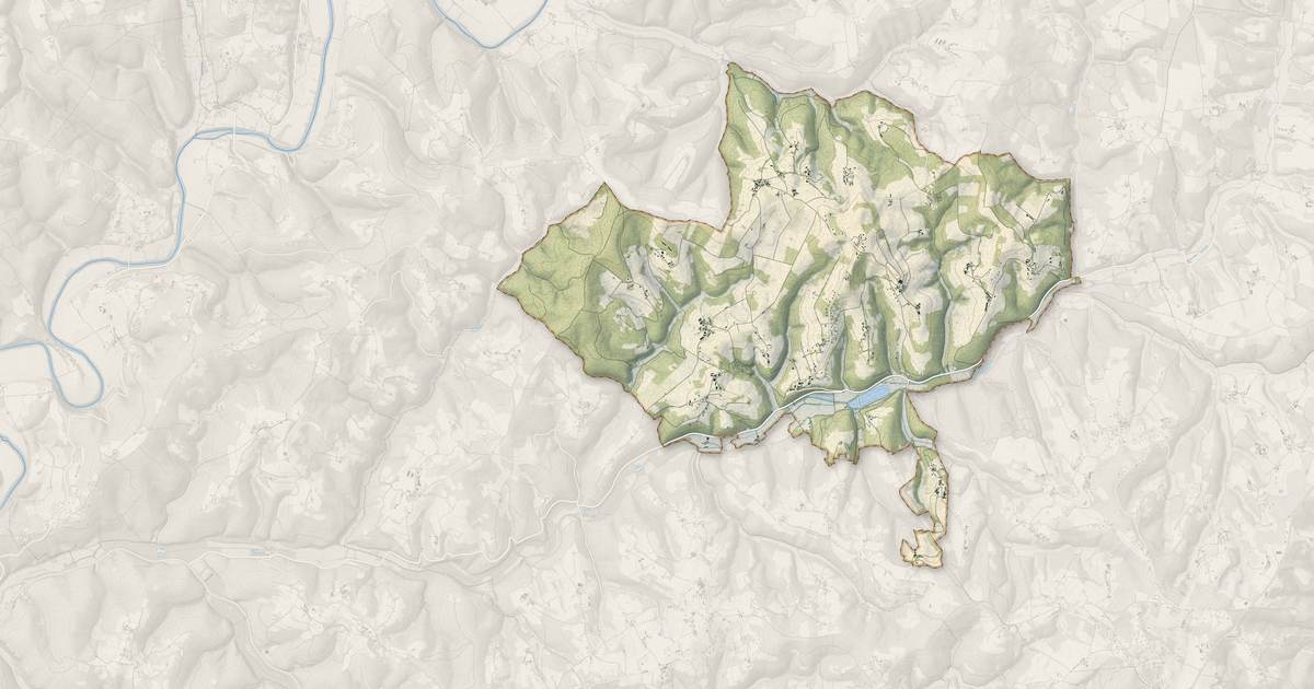 Portrait cartographique de Tamniès : relief, eau, forêts, bâti et voies, calculés à partir des données de l'IGN