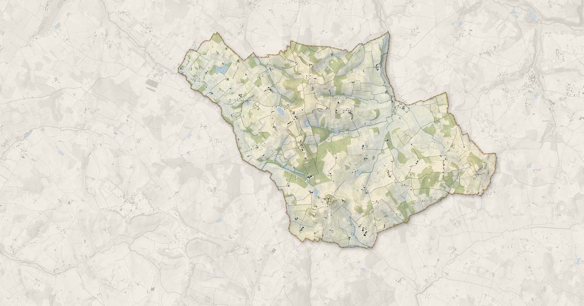 Portrait cartographique de Thénac : relief, eau, forêts, bâti et voies, calculés à partir des données de l'IGN