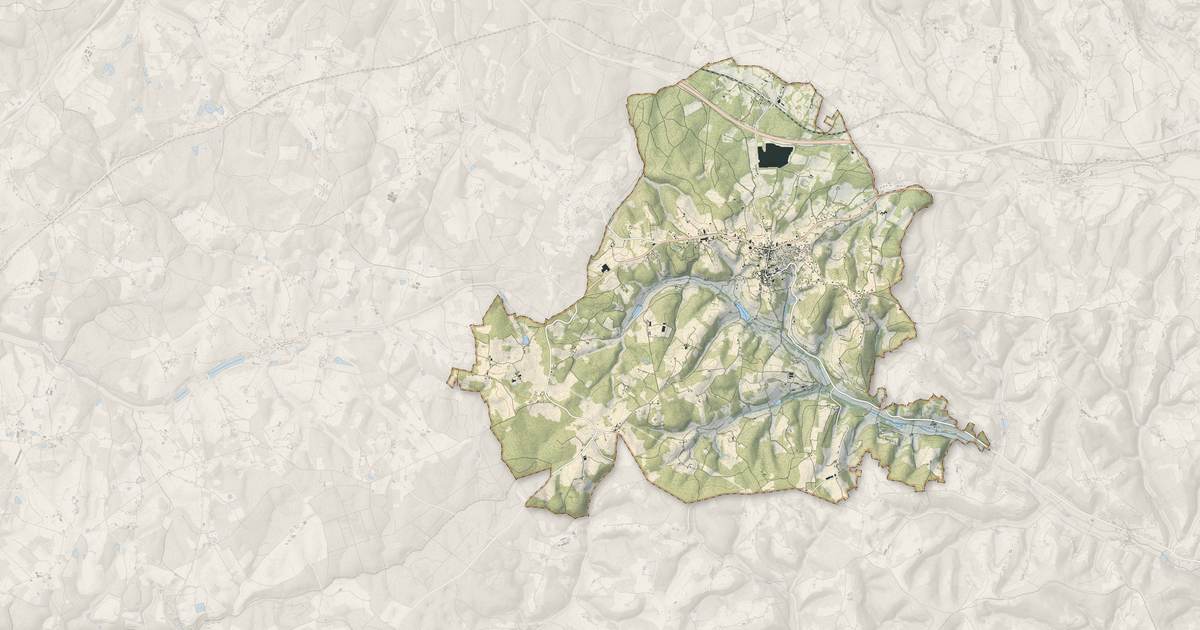 Portrait cartographique de Thenon : relief, eau, forêts, bâti et voies, calculés à partir des données de l'IGN