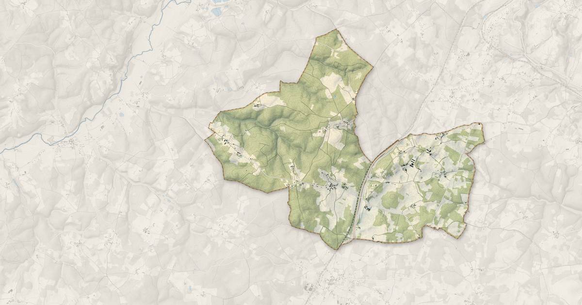 Portrait cartographique de Vaunac : relief, eau, forêts, bâti et voies, calculés à partir des données de l'IGN
