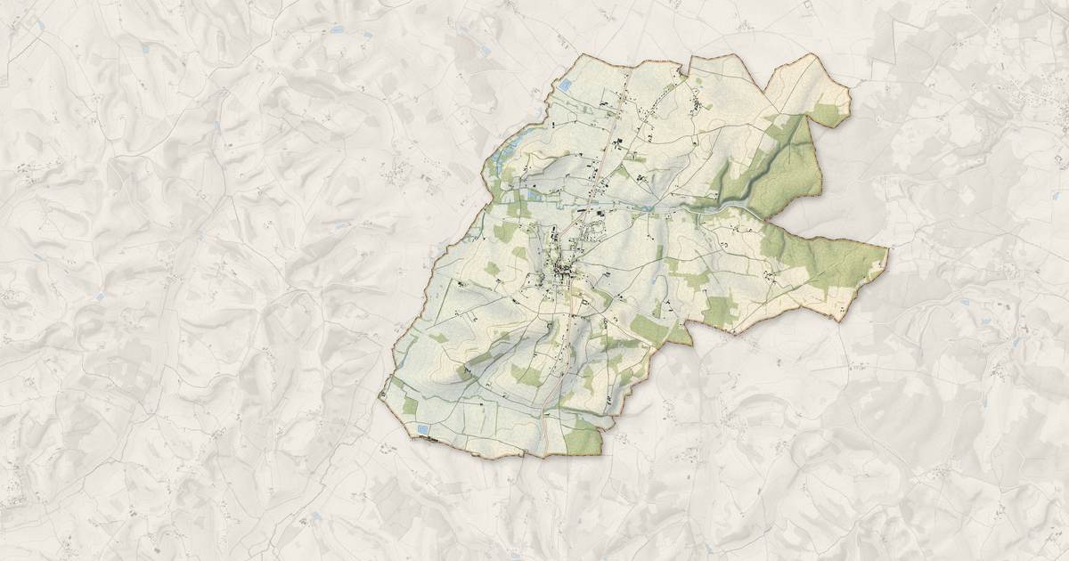 Portrait cartographique de Verteillac : relief, eau, forêts, bâti et voies, calculés à partir des données de l'IGN