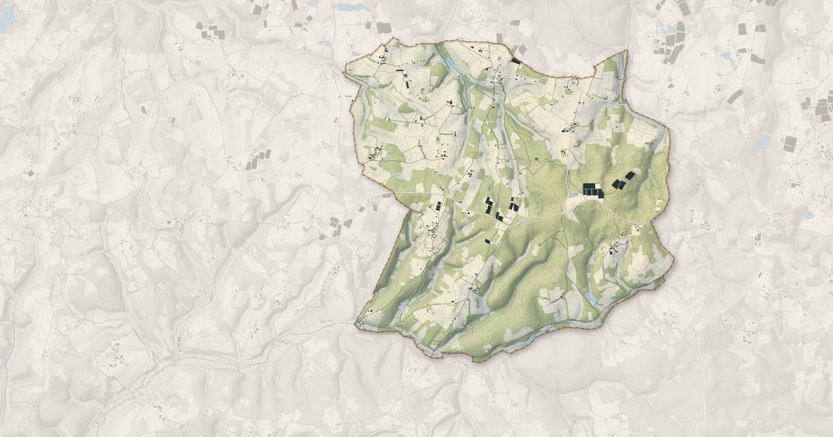 Portrait cartographique de Veyrines-de-Vergt : relief, eau, forêts, bâti et voies, calculés à partir des données de l'IGN