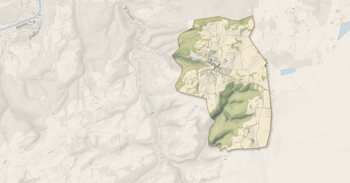 Portrait cartographique de Abbévillers : relief, eau, forêts, bâti et voies, calculés à partir des données de l'IGN