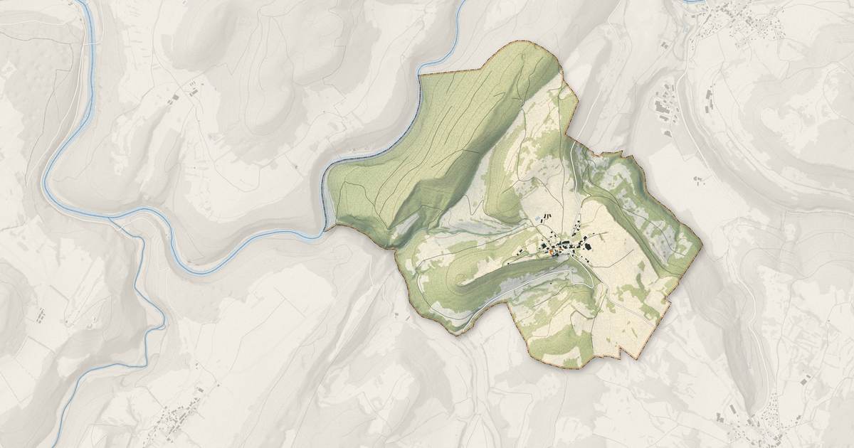 Portrait cartographique de Amondans : relief, eau, forêts, bâti et voies, calculés à partir des données de l'IGN