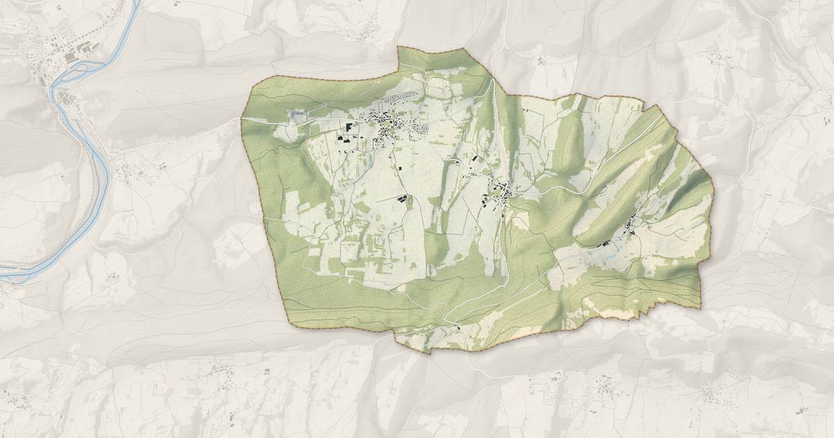 Portrait cartographique de Anteuil : relief, eau, forêts, bâti et voies, calculés à partir des données de l'IGN