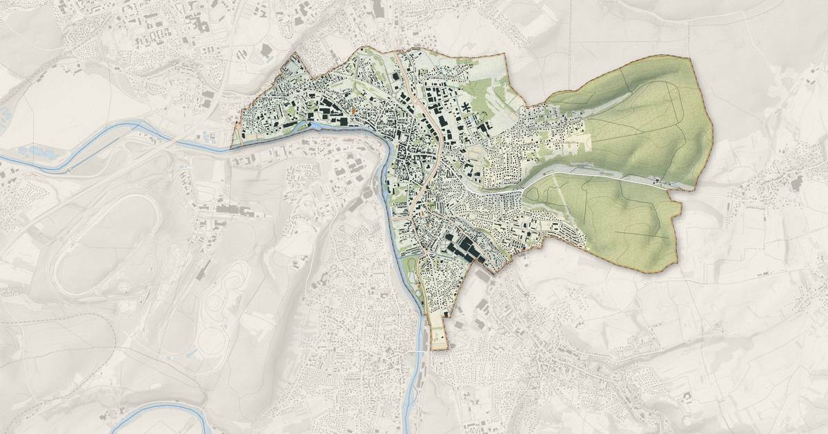 Portrait cartographique de Audincourt : relief, eau, forêts, bâti et voies, calculés à partir des données de l'IGN