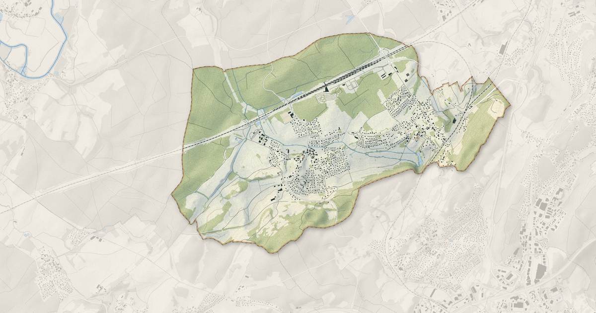 Portrait cartographique de Les Auxons : relief, eau, forêts, bâti et voies, calculés à partir des données de l'IGN