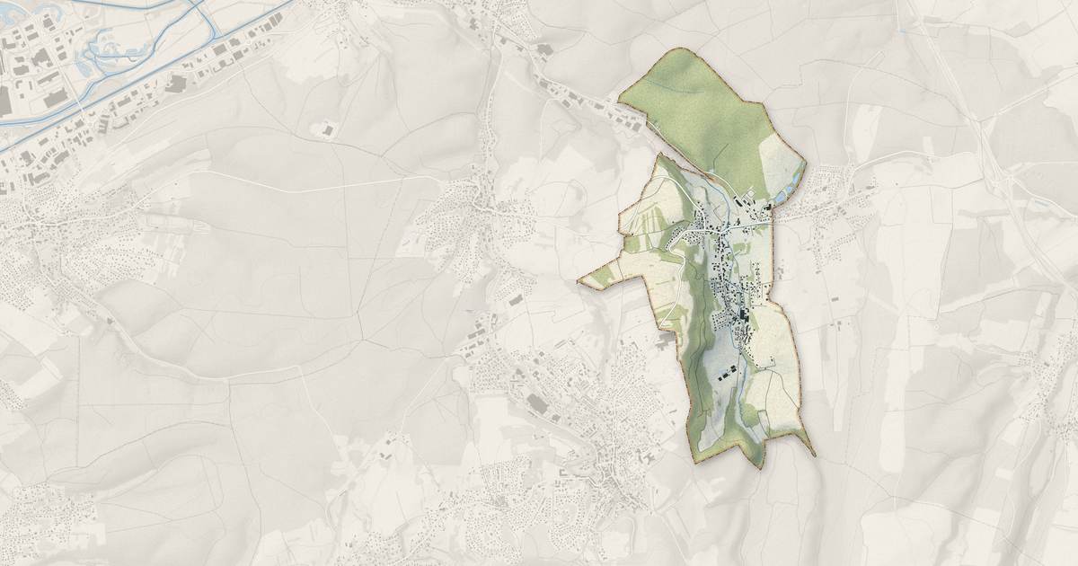 Portrait cartographique de Badevel : relief, eau, forêts, bâti et voies, calculés à partir des données de l'IGN
