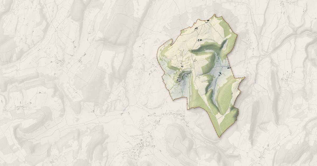 Portrait cartographique de Belvoir : relief, eau, forêts, bâti et voies, calculés à partir des données de l'IGN