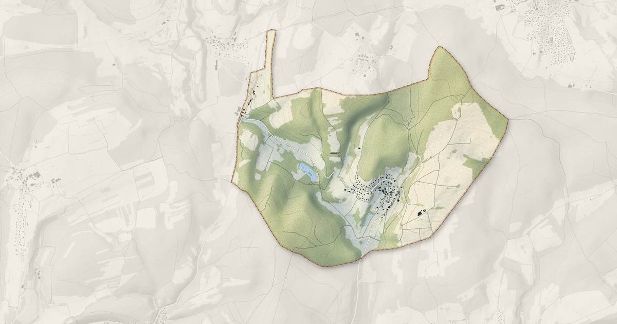 Portrait cartographique de Beutal : relief, eau, forêts, bâti et voies, calculés à partir des données de l'IGN