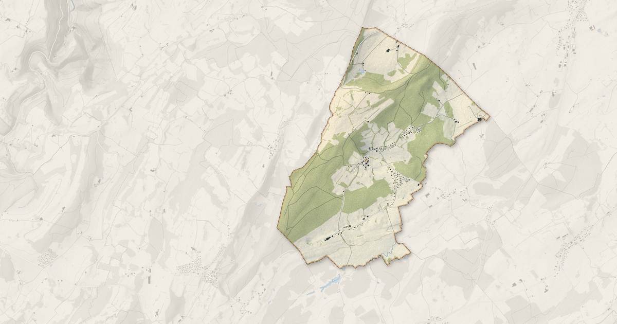 Portrait cartographique de Le Bizot : relief, eau, forêts, bâti et voies, calculés à partir des données de l'IGN
