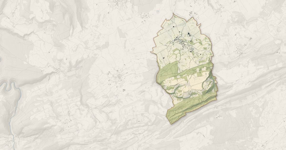 Portrait cartographique de Bolandoz : relief, eau, forêts, bâti et voies, calculés à partir des données de l'IGN
