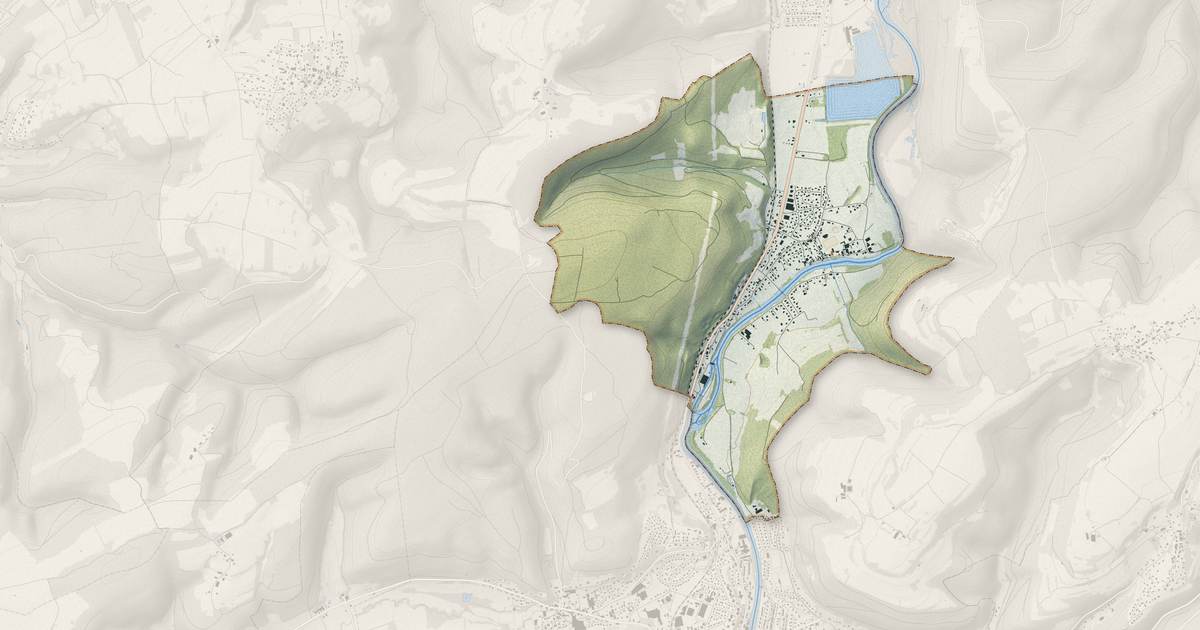 Portrait cartographique de Bourguignon : relief, eau, forêts, bâti et voies, calculés à partir des données de l'IGN