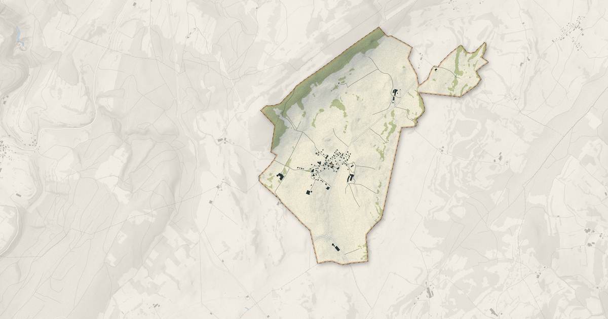 Portrait cartographique de Bugny : relief, eau, forêts, bâti et voies, calculés à partir des données de l'IGN