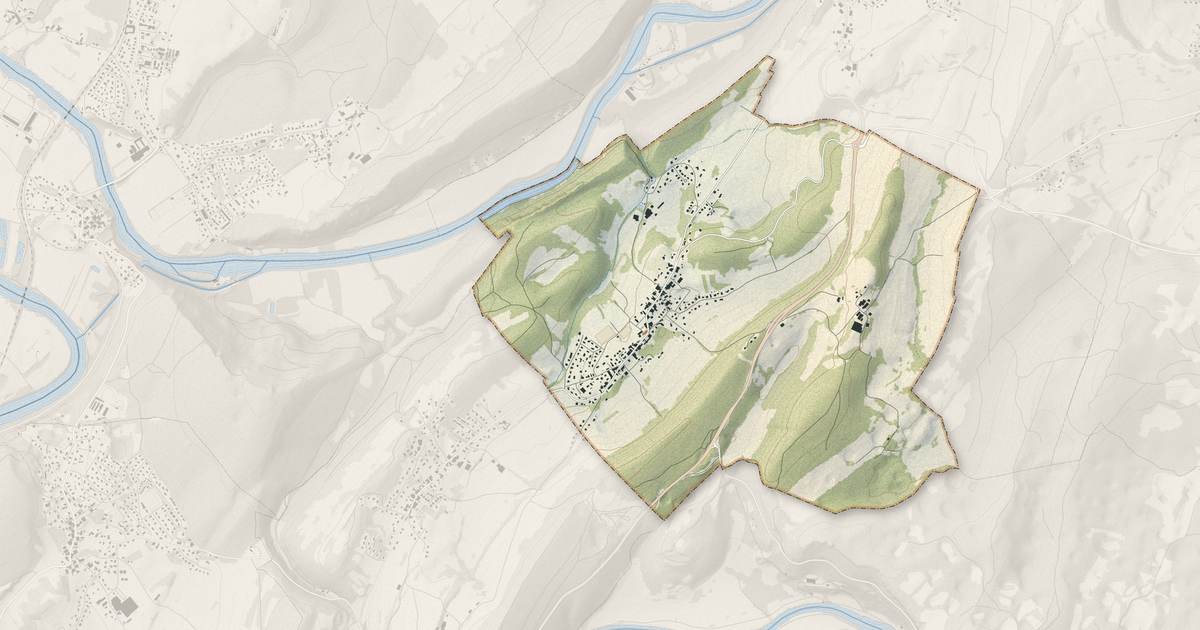 Portrait cartographique de Busy : relief, eau, forêts, bâti et voies, calculés à partir des données de l'IGN