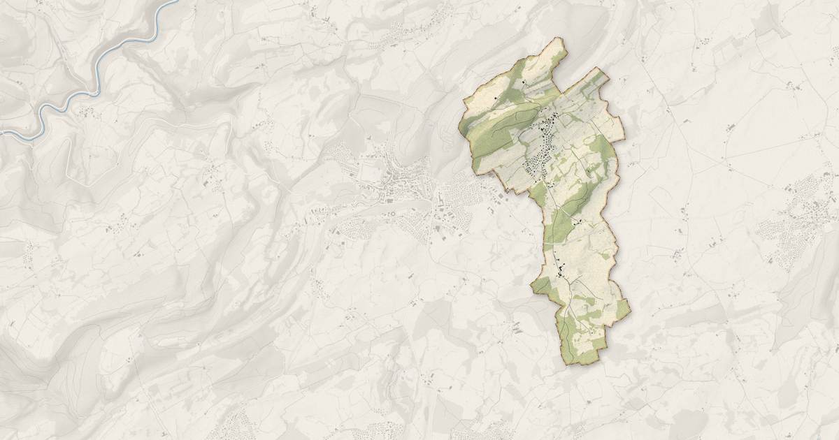 Portrait cartographique de Cernay-l'Église : relief, eau, forêts, bâti et voies, calculés à partir des données de l'IGN