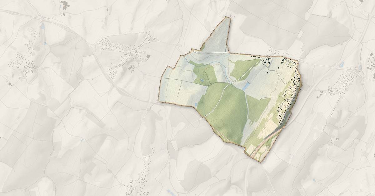 Portrait cartographique de Champagney : relief, eau, forêts, bâti et voies, calculés à partir des données de l'IGN