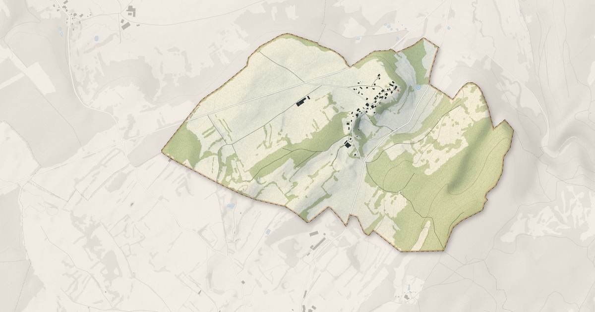 Portrait cartographique de Côtebrune : relief, eau, forêts, bâti et voies, calculés à partir des données de l'IGN