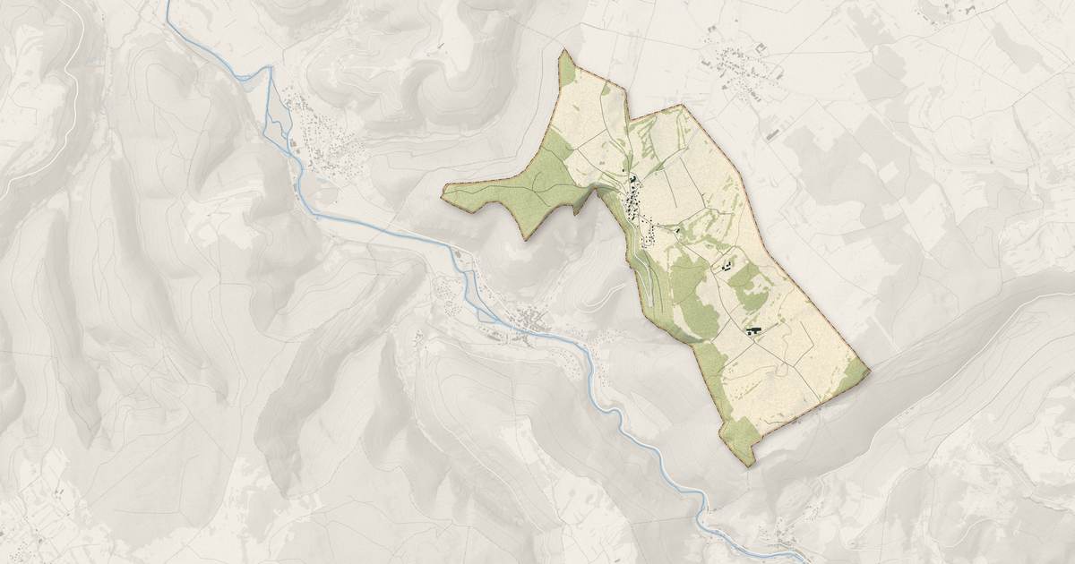 Portrait cartographique de Échevannes : relief, eau, forêts, bâti et voies, calculés à partir des données de l'IGN