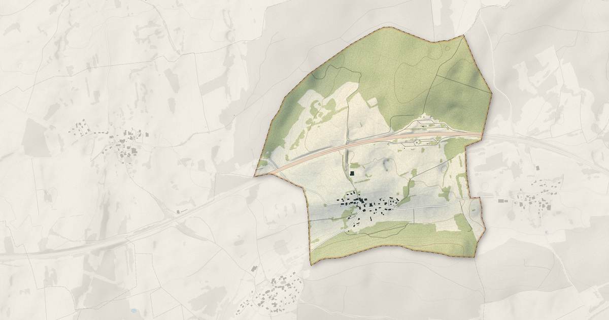Portrait cartographique de L'Écouvotte : relief, eau, forêts, bâti et voies, calculés à partir des données de l'IGN