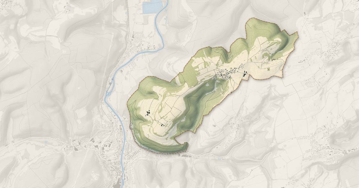 Portrait cartographique de Écurcey : relief, eau, forêts, bâti et voies, calculés à partir des données de l'IGN