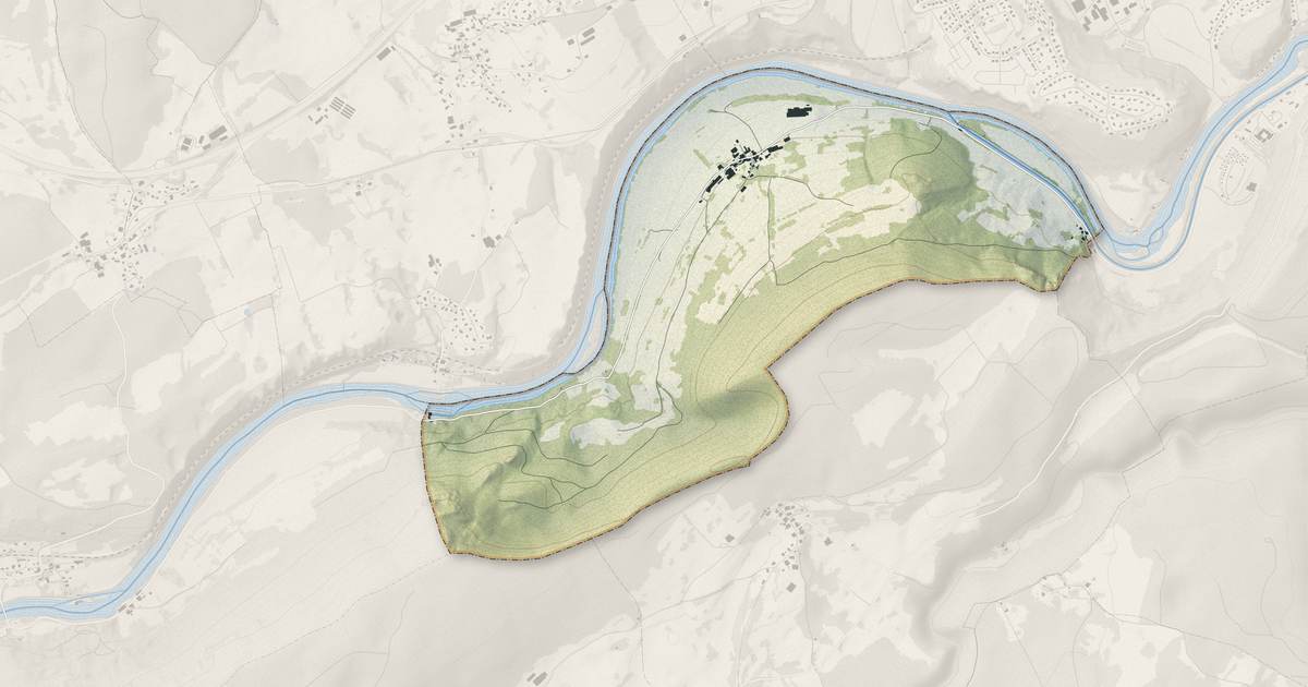 Portrait cartographique de Esnans : relief, eau, forêts, bâti et voies, calculés à partir des données de l'IGN