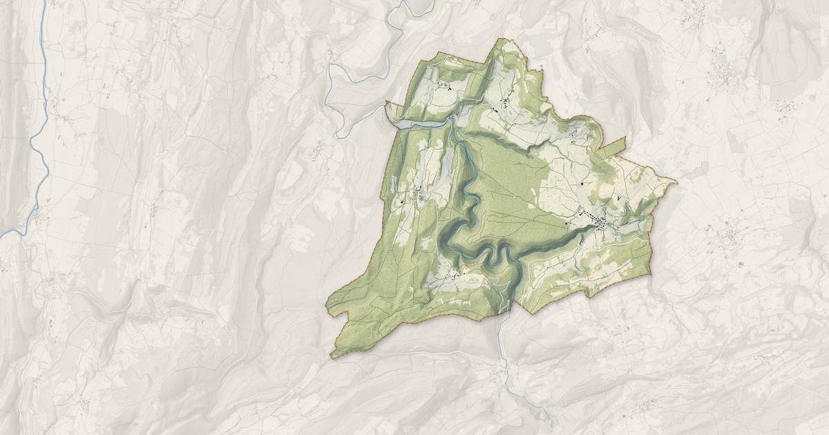 Portrait cartographique de Éternoz-Vallée-du-Lison : relief, eau, forêts, bâti et voies, calculés à partir des données de l'IGN