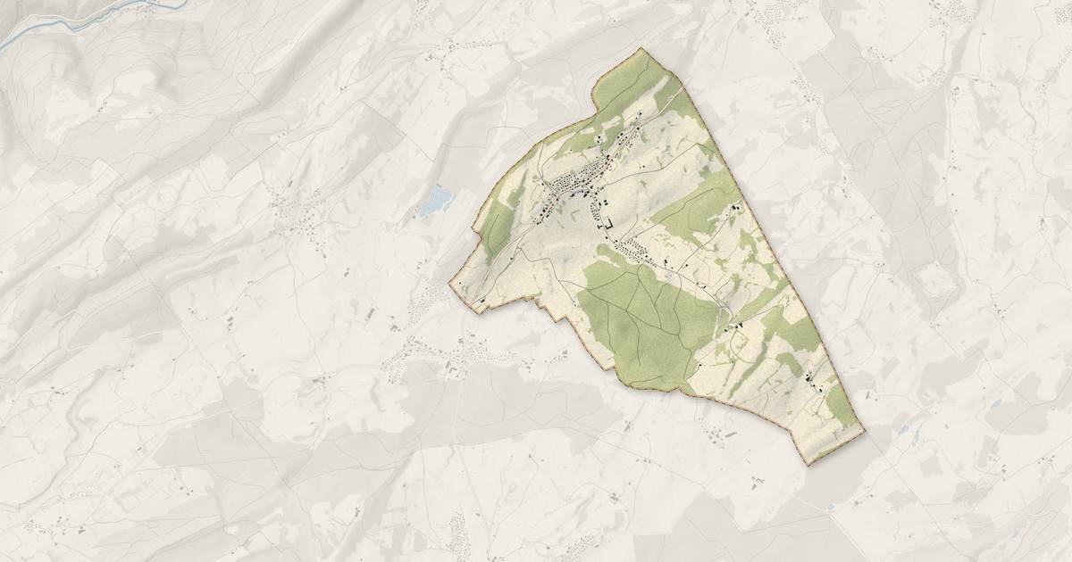 Portrait cartographique de Les Fontenelles : relief, eau, forêts, bâti et voies, calculés à partir des données de l'IGN