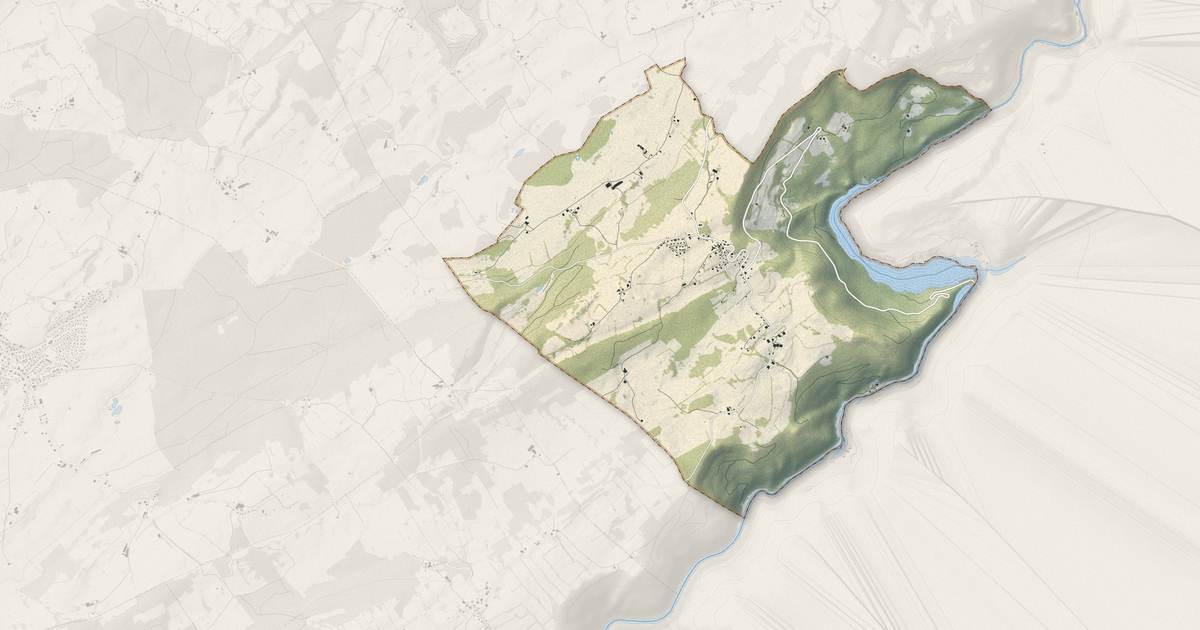 Portrait cartographique de Fournet-Blancheroche : relief, eau, forêts, bâti et voies, calculés à partir des données de l'IGN