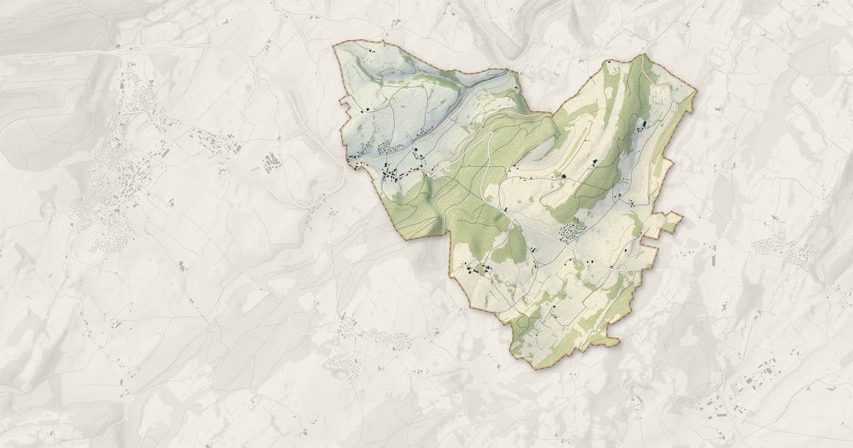 Portrait cartographique de Fuans : relief, eau, forêts, bâti et voies, calculés à partir des données de l'IGN
