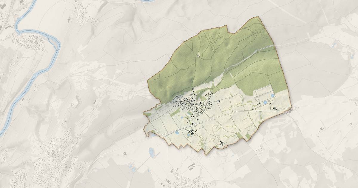 Portrait cartographique de Gennes : relief, eau, forêts, bâti et voies, calculés à partir des données de l'IGN