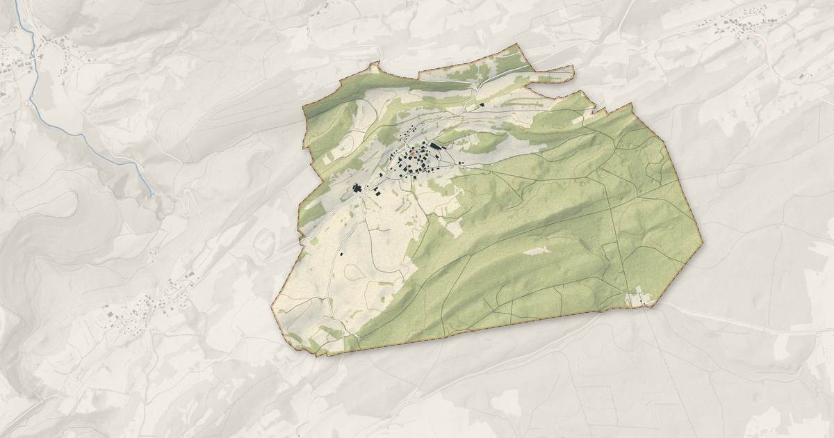 Portrait cartographique de Gevresin : relief, eau, forêts, bâti et voies, calculés à partir des données de l'IGN