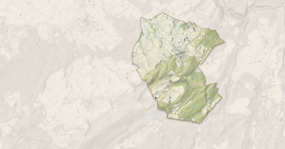 Portrait cartographique de Gonsans : relief, eau, forêts, bâti et voies, calculés à partir des données de l'IGN