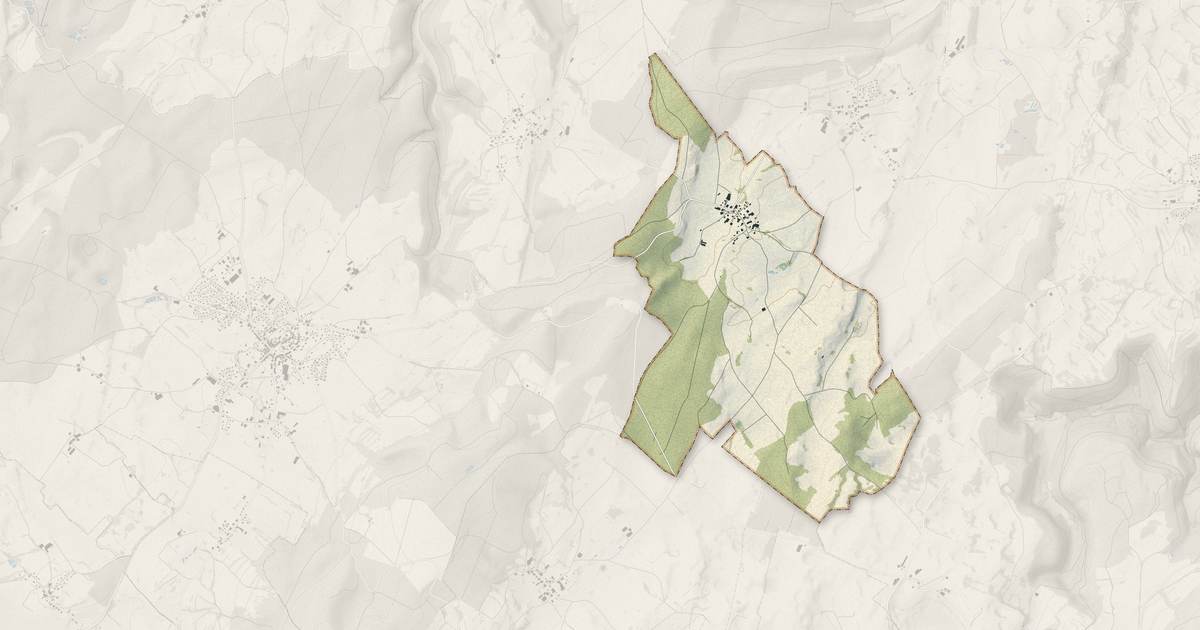 Portrait cartographique de Grandfontaine-sur-Creuse : relief, eau, forêts, bâti et voies, calculés à partir des données de l'IGN
