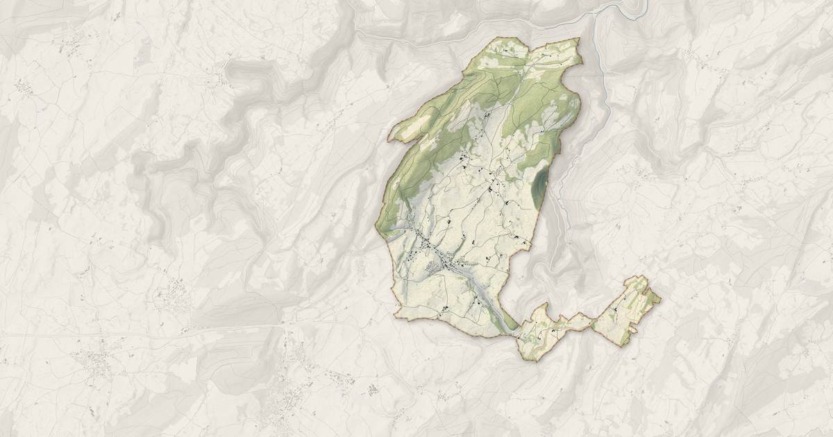 Portrait cartographique de Guyans-Vennes : relief, eau, forêts, bâti et voies, calculés à partir des données de l'IGN