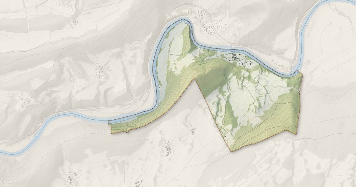 Portrait cartographique de Hyèvre-Magny : relief, eau, forêts, bâti et voies, calculés à partir des données de l'IGN