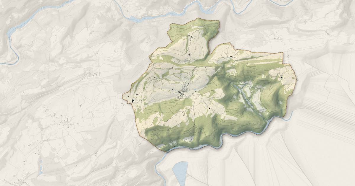 Portrait cartographique de Indevillers : relief, eau, forêts, bâti et voies, calculés à partir des données de l'IGN