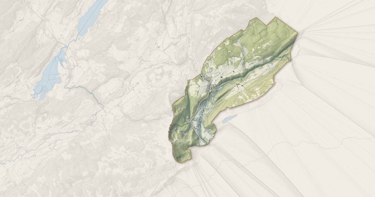 Portrait cartographique de Jougne : relief, eau, forêts, bâti et voies, calculés à partir des données de l'IGN