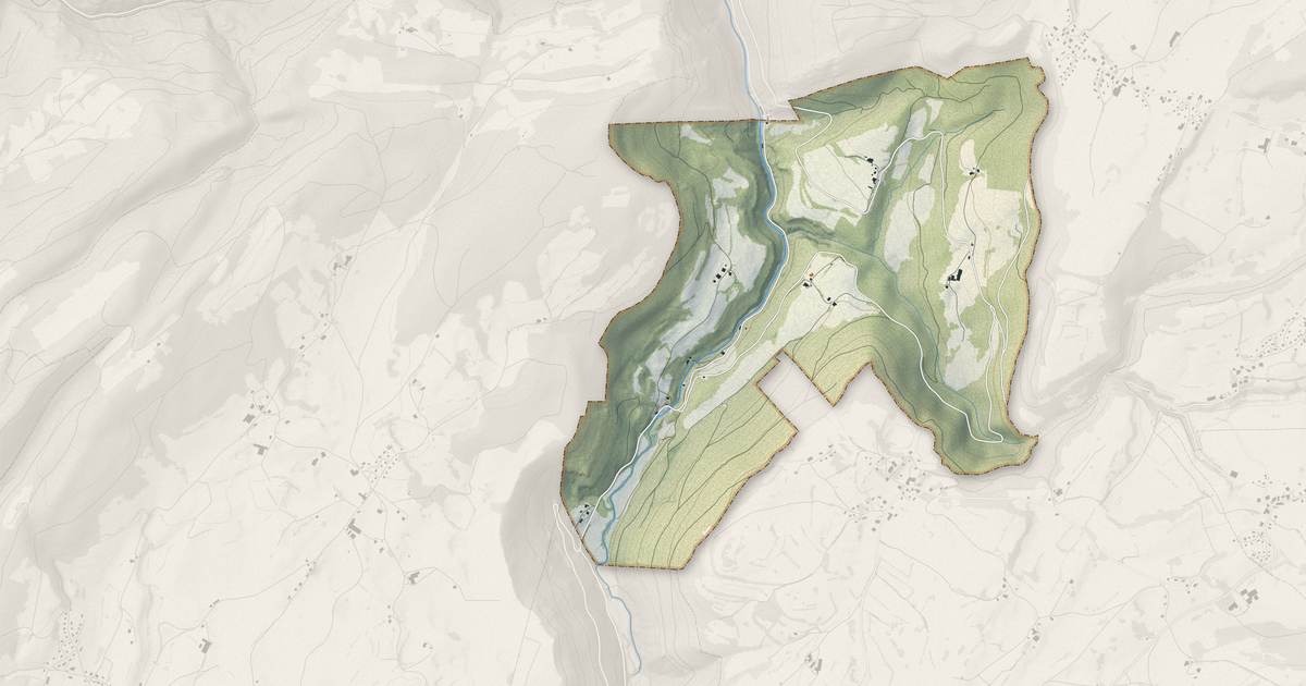 Portrait cartographique de Laval-le-Prieuré : relief, eau, forêts, bâti et voies, calculés à partir des données de l'IGN
