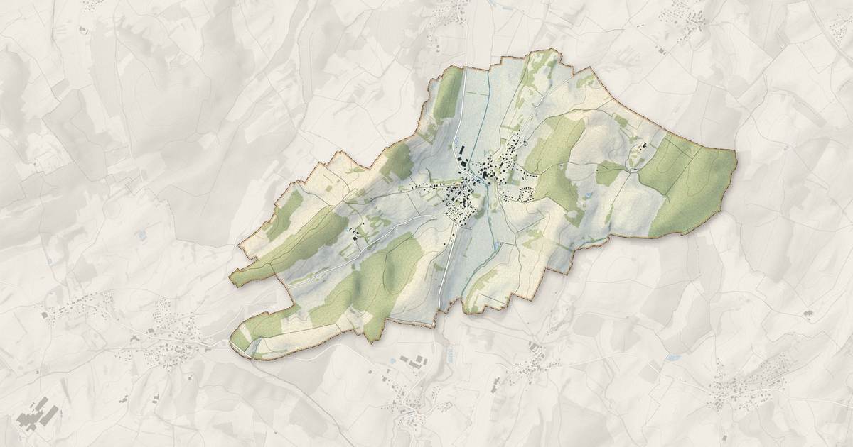 Portrait cartographique de Lavernay : relief, eau, forêts, bâti et voies, calculés à partir des données de l'IGN