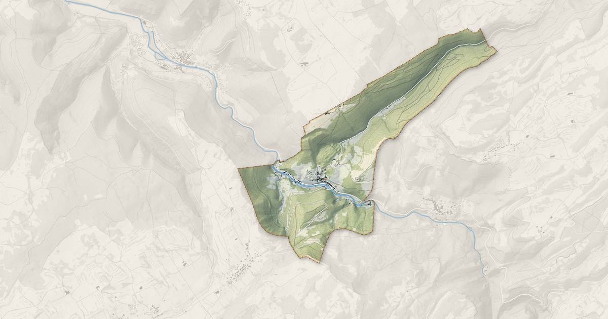 Portrait cartographique de Lods : relief, eau, forêts, bâti et voies, calculés à partir des données de l'IGN