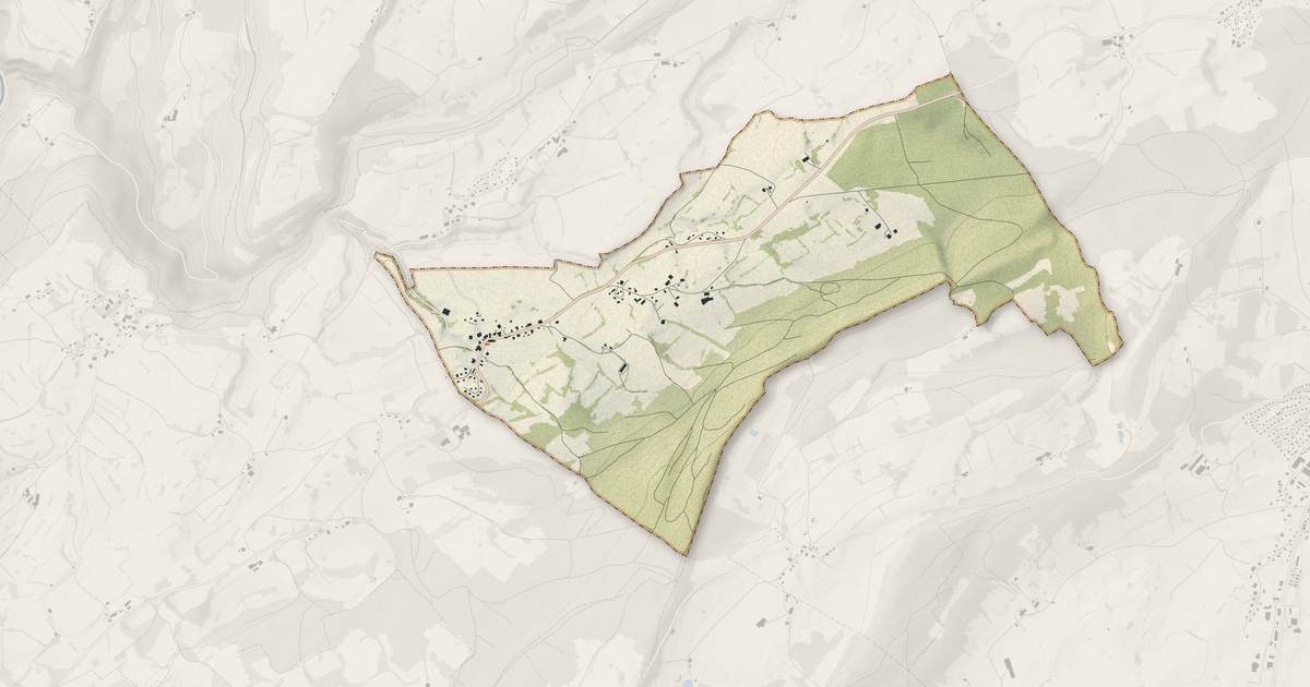 Portrait cartographique de Le Luhier : relief, eau, forêts, bâti et voies, calculés à partir des données de l'IGN