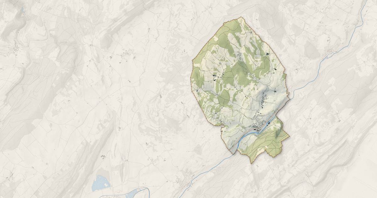 Portrait cartographique de Maisons-du-Bois-Lièvremont : relief, eau, forêts, bâti et voies, calculés à partir des données de l'IGN