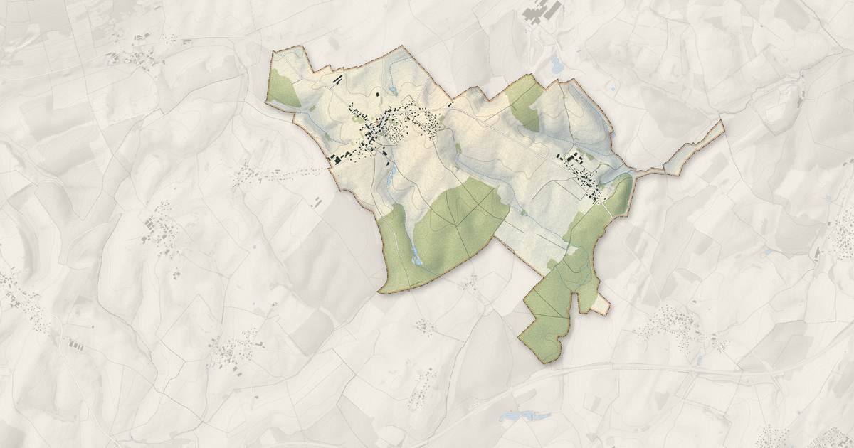 Portrait cartographique de Mercey-le-Grand : relief, eau, forêts, bâti et voies, calculés à partir des données de l'IGN
