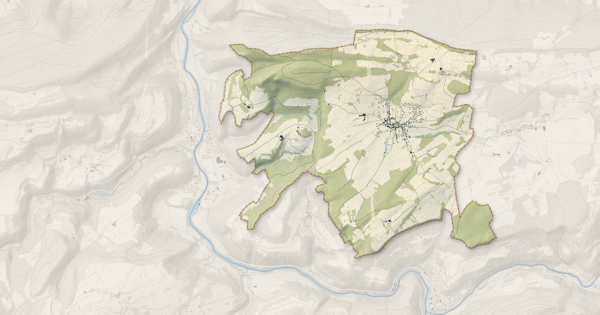 Portrait cartographique de Montécheroux : relief, eau, forêts, bâti et voies, calculés à partir des données de l'IGN